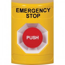 SS2204ES-EN STI Yellow No Cover Momentary Stopper Station with EMERGENCY STOP Label English