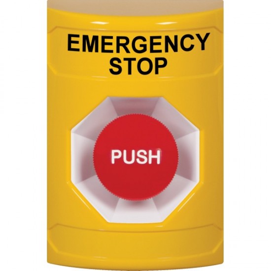 SS2204ES-EN STI Yellow No Cover Momentary Stopper Station with EMERGENCY STOP Label English