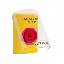 SS2227ES-EN STI Yellow Indoor Flush/Surface Weather Resistant Momentary Stopper Station w/ EMERGENCY STOP Label