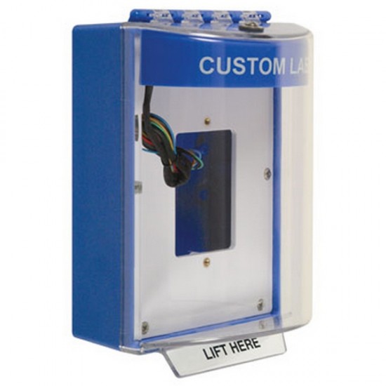 STI-13530CB STI Blue Universal Stopper Dome Cover Back Box Open Mounting Plate and Hood w/ Horn and Relay - Custom Text