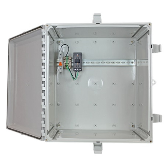EP201608-O4 STI Polycarbonate Enclosure w/ Power Distribution Strip 20" H x 16" W x 9" D - Solid Door EP201608-O4 STI Polycarbonate Enclosure w/ Power Distribution Strip 20" H x 16" W x 9" D - Solid Door