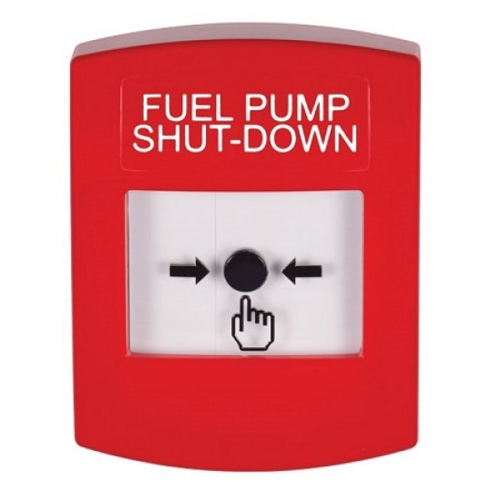 GLR001PS-EN STI Red Indoor Only No Cover Key-to-Reset Push Button with FUEL PUMP SHUT-DOWN Label English