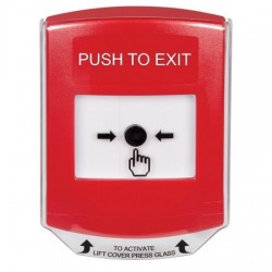 GLR021PX-EN STI Red Indoor Only Shield Key-to-Reset Push Button with PUSH TO EXIT Label English