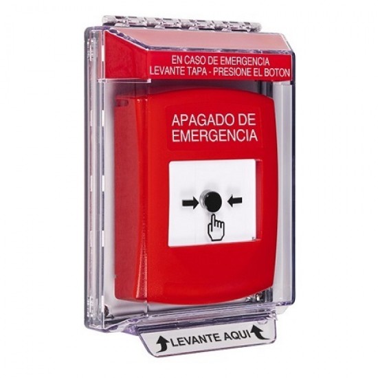 GLR031PO-ES STI Red Indoor/Outdoor Low Profile Flush Mount Key-to-Reset Push Button with EMERGENCY POWER OFF Label Spanish
