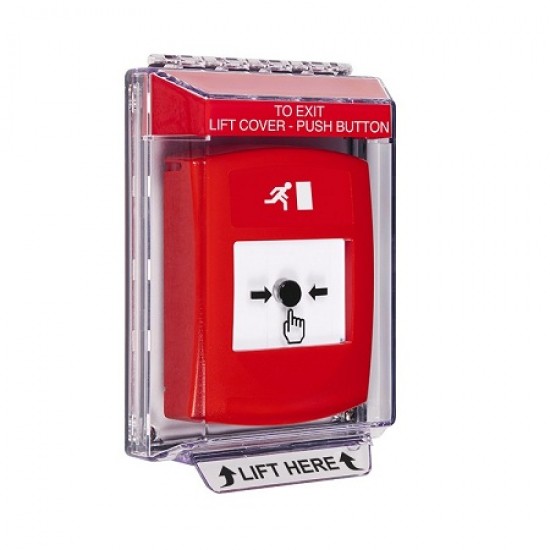 GLR031RM-EN STI Red Indoor/Outdoor Low Profile Flush Mount Key-to-Reset Push Button with Running Man Icon English GLR031RM-EN STI Red Indoor/Outdoor Low Profile Flush Mount Key-to-Reset Push Button with Running Man Icon English