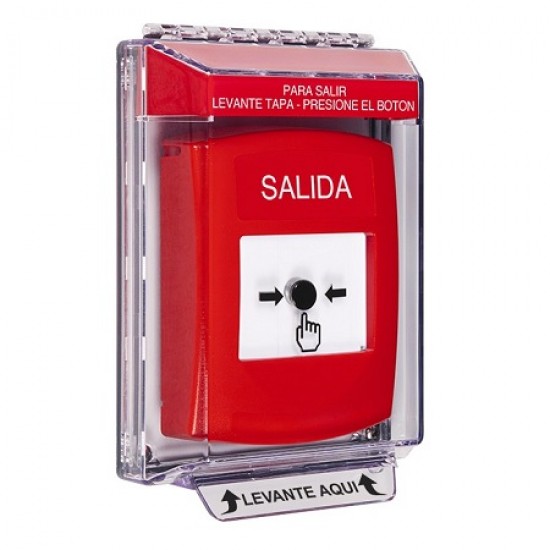 GLR031XT-ES STI Red Indoor/Outdoor Low Profile Flush Mount Key-to-Reset Push Button with EXIT Label Spanish