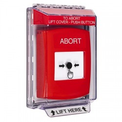 GLR041AB-EN STI Red Indoor/Outdoor Low Profile Flush Mount w/ Sound Key-to-Reset Push Button with ABORT Label English