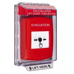 GLR041EV-EN STI Red Indoor/Outdoor Low Profile Flush Mount w/ Sound Key-to-Reset Push Button with EVACUATION Label English