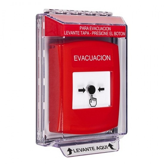 GLR041EV-ES STI Red Indoor/Outdoor Low Profile Flush Mount w/ Sound Key-to-Reset Push Button with EVACUATION Label Spanish GLR041EV-ES STI Red Indoor/Outdoor Low Profile Flush Mount w/ Sound Key-to-Reset Push Button with EVACUATION Label Spanish