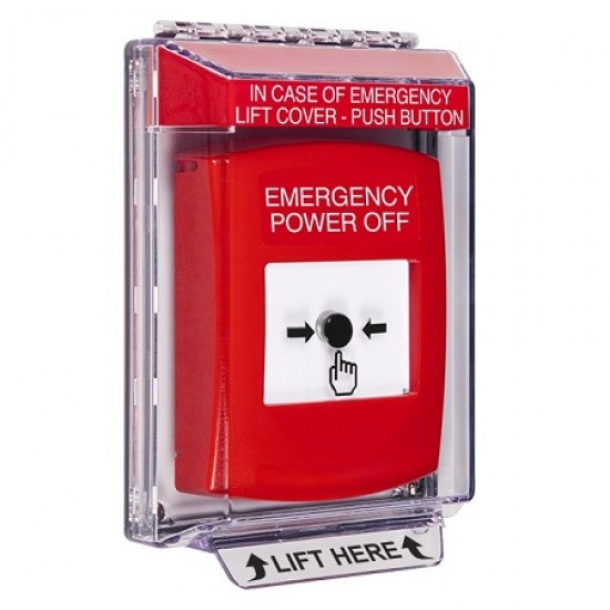 GLR041PO-EN STI Red Indoor/Outdoor Low Profile Flush Mount w/ Sound Key-to-Reset Push Button w/ EMERGENCY POWER OFF Label GLR041PO-EN STI Red Indoor/Outdoor Low Profile Flush Mount w/ Sound Key-to-Reset Push Button w/ EMERGENCY POWER OFF Label
