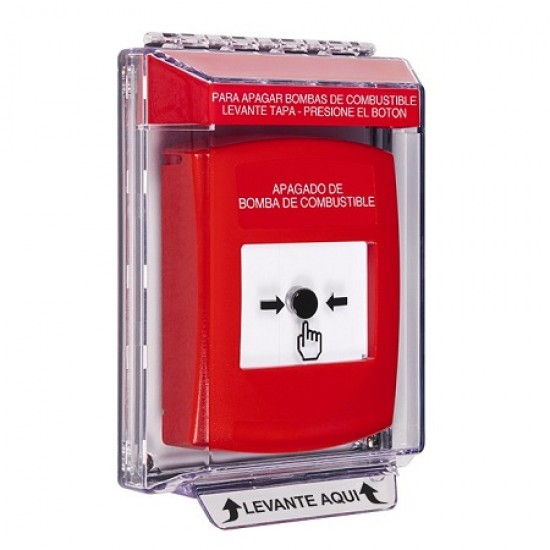 GLR041PS-ES STI Red Indoor/Outdoor Low Profile Flush Mount w/ Sound Key-to-Reset Push Button w/ FUEL PUMP SHUT-DOWN Spanish