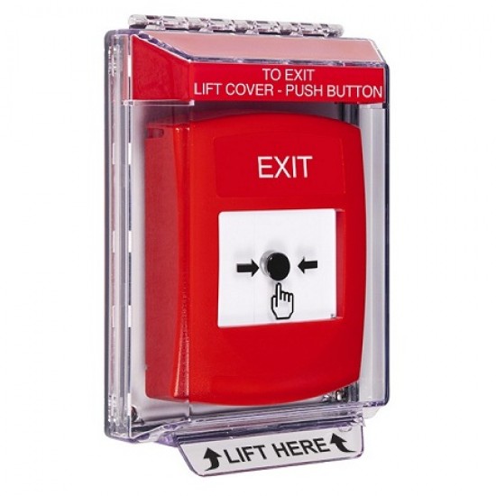 GLR041XT-EN STI Red Indoor/Outdoor Low Profile Flush Mount w/ Sound Key-to-Reset Push Button with EXIT Label English GLR041XT-EN STI Red Indoor/Outdoor Low Profile Flush Mount w/ Sound Key-to-Reset Push Button with EXIT Label English