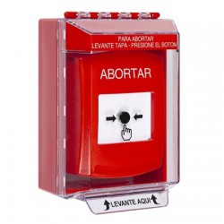 GLR071AB-ES STI Red Indoor/Outdoor Low Profile Surface Mount Key-to-Reset Push Button with ABORT Label Spanish