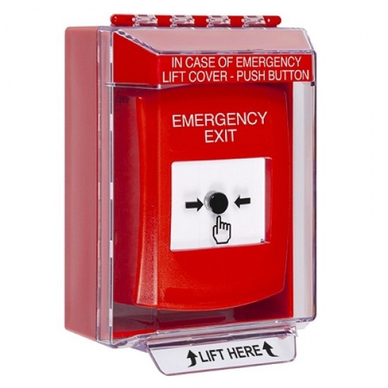 GLR071EX-EN STI Red Indoor/Outdoor Low Profile Surface Mount Key-to-Reset Push Button with EMERGENCY EXIT Label English GLR071EX-EN STI Red Indoor/Outdoor Low Profile Surface Mount Key-to-Reset Push Button with EMERGENCY EXIT Label English