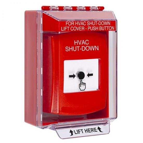 GLR071HV-EN STI Red Indoor/Outdoor Low Profile Surface Mount Key-to-Reset Push Button with HVAC SHUT-DOWN Label English GLR071HV-EN STI Red Indoor/Outdoor Low Profile Surface Mount Key-to-Reset Push Button with HVAC SHUT-DOWN Label English
