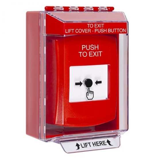 GLR071PX-EN STI Red Indoor/Outdoor Low Profile Surface Mount Key-to-Reset Push Button with PUSH TO EXIT Label English GLR071PX-EN STI Red Indoor/Outdoor Low Profile Surface Mount Key-to-Reset Push Button with PUSH TO EXIT Label English