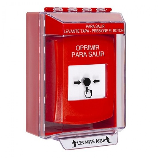 GLR071PX-ES STI Red Indoor/Outdoor Low Profile Surface Mount Key-to-Reset Push Button with PUSH TO EXIT Label Spanish GLR071PX-ES STI Red Indoor/Outdoor Low Profile Surface Mount Key-to-Reset Push Button with PUSH TO EXIT Label Spanish