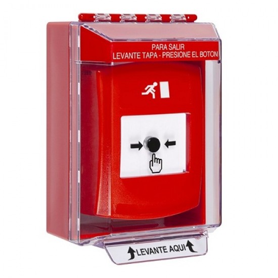 GLR071RM-ES STI Red Indoor/Outdoor Low Profile Surface Mount Key-to-Reset Push Button with Running Man Icon Spanish GLR071RM-ES STI Red Indoor/Outdoor Low Profile Surface Mount Key-to-Reset Push Button with Running Man Icon Spanish