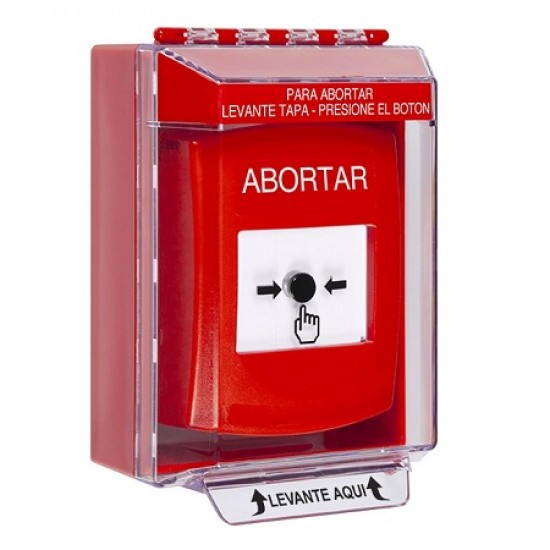 GLR081AB-ES STI Red Indoor/Outdoor Low Profile Surface Mount w/ Sound Key-to-Reset Push Button with ABORT Label Spanish GLR081AB-ES STI Red Indoor/Outdoor Low Profile Surface Mount w/ Sound Key-to-Reset Push Button with ABORT Label Spanish