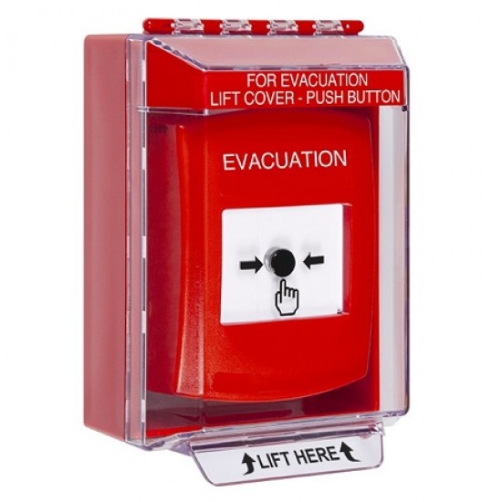 GLR081EV-EN STI Red Indoor/Outdoor Low Profile Surface Mount w/ Sound Key-to-Reset Push Button with EVACUATION Label English GLR081EV-EN STI Red Indoor/Outdoor Low Profile Surface Mount w/ Sound Key-to-Reset Push Button with EVACUATION Label English