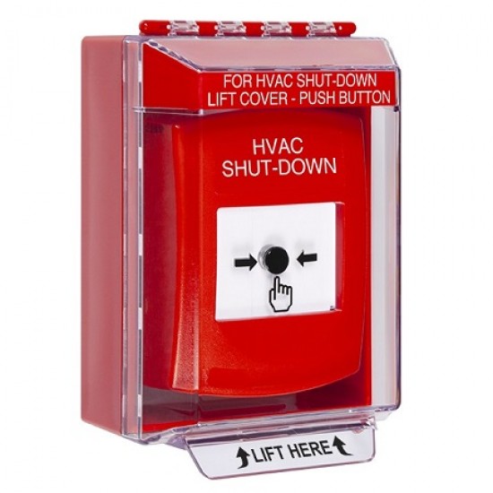 GLR081HV-EN STI Red Indoor/Outdoor Low Profile Surface Mount w/ Sound Key-to-Reset Push Button w/ HVAC SHUT-DOWN Label GLR081HV-EN STI Red Indoor/Outdoor Low Profile Surface Mount w/ Sound Key-to-Reset Push Button w/ HVAC SHUT-DOWN Label