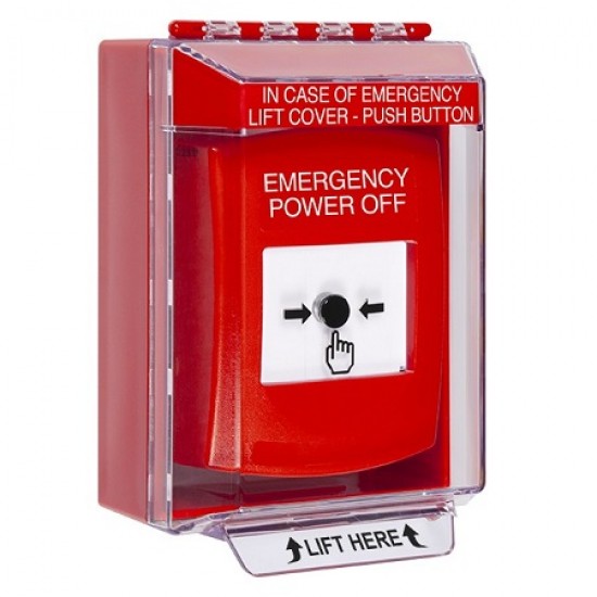 GLR081PO-EN STI Red Indoor/Outdoor Low Profile Surface Mount w/ Sound Key-to-Reset Push Button w/ EMERGENCY POWER OFF Label GLR081PO-EN STI Red Indoor/Outdoor Low Profile Surface Mount w/ Sound Key-to-Reset Push Button w/ EMERGENCY POWER OFF Label