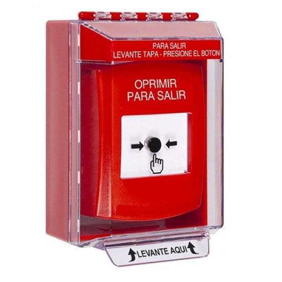 GLR081PX-ES STI Red Indoor/Outdoor Low Profile Surface Mount w/ Sound Key-to-Reset Push Button with PUSH TO EXIT Label Spanish GLR081PX-ES STI Red Indoor/Outdoor Low Profile Surface Mount w/ Sound Key-to-Reset Push Button with PUSH TO EXIT Label Spanish