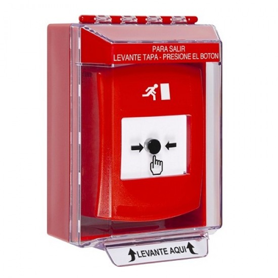 GLR081RM-ES STI Red Indoor/Outdoor Low Profile Surface Mount w/ Sound Key-to-Reset Push Button with Running Man Icon Spanish GLR081RM-ES STI Red Indoor/Outdoor Low Profile Surface Mount w/ Sound Key-to-Reset Push Button with Running Man Icon Spanish