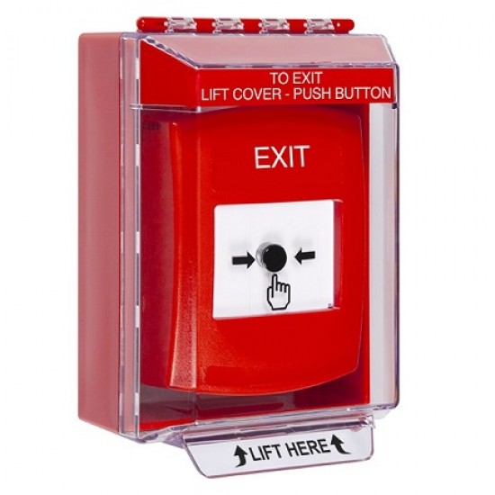 GLR081XT-EN STI Red Indoor/Outdoor Low Profile Surface Mount w/ Sound Key-to-Reset Push Button with EXIT Label English GLR081XT-EN STI Red Indoor/Outdoor Low Profile Surface Mount w/ Sound Key-to-Reset Push Button with EXIT Label English