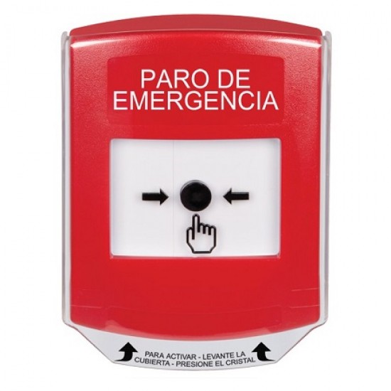 GLR0A1ES-ES STI Red Indoor Only Shield w/ Sound Key-to-Reset Push Button with EMERGENCY STOP Label Spanish GLR0A1ES-ES STI Red Indoor Only Shield w/ Sound Key-to-Reset Push Button with EMERGENCY STOP Label Spanish