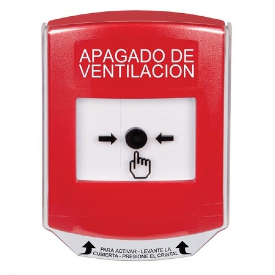 GLR0A1HV-ES STI Red Indoor Only Shield w/ Sound Key-to-Reset Push Button with HVAC SHUT-DOWN Label Spanish