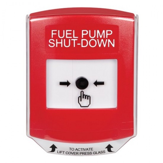 GLR0A1PS-EN STI Red Indoor Only Shield w/ Sound Key-to-Reset Push Button with FUEL PUMP SHUT-DOWN Label English GLR0A1PS-EN STI Red Indoor Only Shield w/ Sound Key-to-Reset Push Button with FUEL PUMP SHUT-DOWN Label English