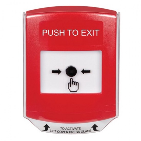 GLR0A1PX-EN STI Red Indoor Only Shield w/ Sound Key-to-Reset Push Button with PUSH TO EXIT Label English GLR0A1PX-EN STI Red Indoor Only Shield w/ Sound Key-to-Reset Push Button with PUSH TO EXIT Label English