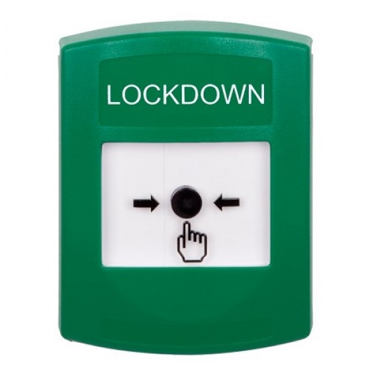 GLR101LD-EN STI Green Indoor Only No Cover Key-to-Reset Push Button with LOCKDOWN Label English