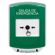 GLR121EX-ES STI Green Indoor Only Shield Key-to-Reset Push Button with EMERGENCY EXIT Label Spanish