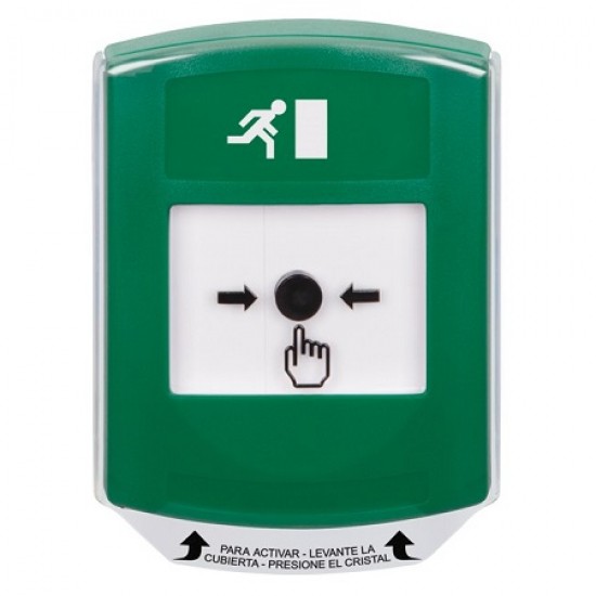 GLR121RM-ES STI Green Indoor Only Shield Key-to-Reset Push Button with Running Man Icon Spanish GLR121RM-ES STI Green Indoor Only Shield Key-to-Reset Push Button with Running Man Icon Spanish