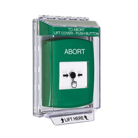 GLR131AB-EN STI Green Indoor/Outdoor Low Profile Flush Mount Key-to-Reset Push Button with ABORT Label English GLR131AB-EN STI Green Indoor/Outdoor Low Profile Flush Mount Key-to-Reset Push Button with ABORT Label English