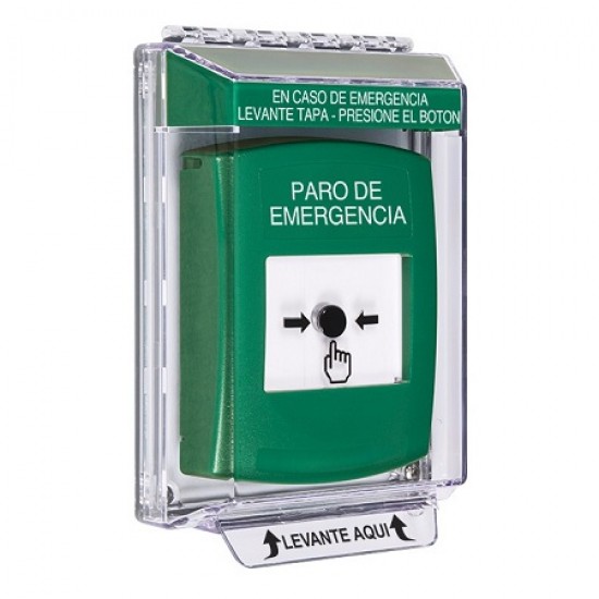GLR131ES-ES STI Green Indoor/Outdoor Low Profile Flush Mount Key-to-Reset Push Button with EMERGENCY STOP Label Spanish GLR131ES-ES STI Green Indoor/Outdoor Low Profile Flush Mount Key-to-Reset Push Button with EMERGENCY STOP Label Spanish
