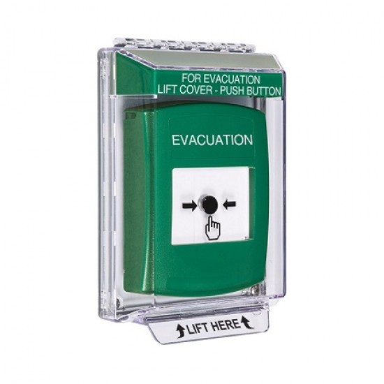GLR131EV-EN STI Green Indoor/Outdoor Low Profile Flush Mount Key-to-Reset Push Button with EVACUATION Label English GLR131EV-EN STI Green Indoor/Outdoor Low Profile Flush Mount Key-to-Reset Push Button with EVACUATION Label English