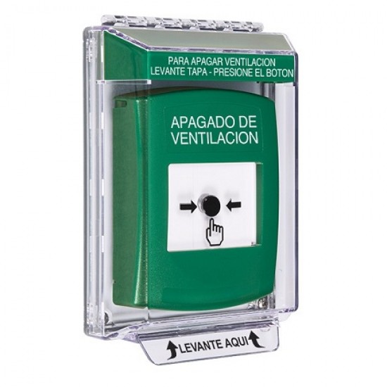 GLR131HV-ES STI Green Indoor/Outdoor Low Profile Flush Mount Key-to-Reset Push Button with HVAC SHUT-DOWN Label Spanish GLR131HV-ES STI Green Indoor/Outdoor Low Profile Flush Mount Key-to-Reset Push Button with HVAC SHUT-DOWN Label Spanish