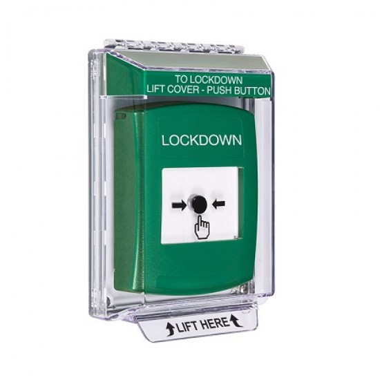 GLR131LD-EN STI Green Indoor/Outdoor Low Profile Flush Mount Key-to-Reset Push Button with LOCKDOWN Label English GLR131LD-EN STI Green Indoor/Outdoor Low Profile Flush Mount Key-to-Reset Push Button with LOCKDOWN Label English