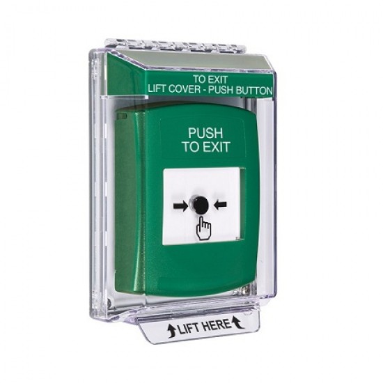 GLR131PX-EN STI Green Indoor/Outdoor Low Profile Flush Mount Key-to-Reset Push Button with PUSH TO EXIT Label English GLR131PX-EN STI Green Indoor/Outdoor Low Profile Flush Mount Key-to-Reset Push Button with PUSH TO EXIT Label English