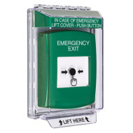 GLR141EX-EN STI Green Indoor/Outdoor Low Profile Flush Mount w/ Sound Key-to-Reset Push Button w/ EMERGENCY EXIT Label