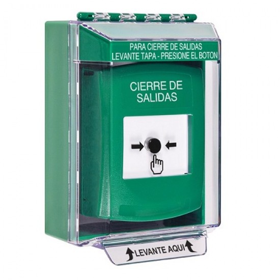 GLR171LD-ES STI Green Indoor/Outdoor Low Profile Surface Mount Key-to-Reset Push Button with LOCKDOWN Label Spanish