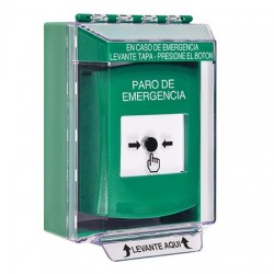 GLR181ES-ES STI Green Indoor/Outdoor Low Profile Surface Mount w/ Sound Key-to-Reset Push Button w/ EMERGENCY STOP Spanish