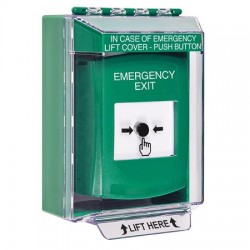 GLR181EX-EN STI Green Indoor/Outdoor Low Profile Surface Mount w/ Sound Key-to-Reset Push Button w/ EMERGENCY EXIT Label
