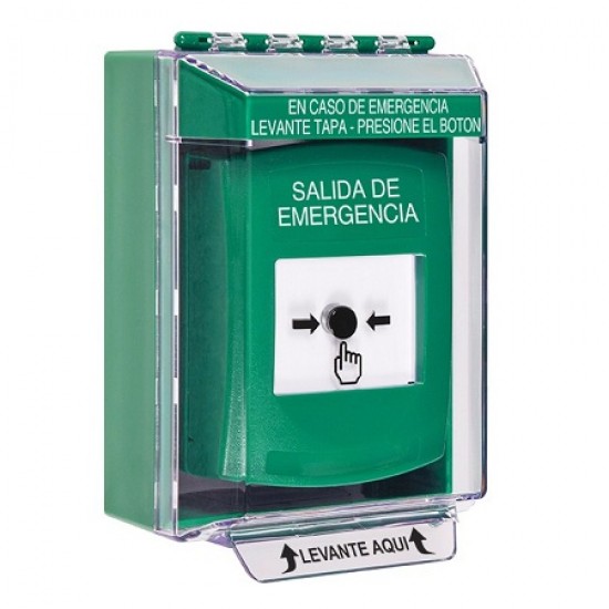 GLR181EX-ES STI Green Indoor/Outdoor Low Profile Surface Mount w/ Sound Key-to-Reset Push Button w/ EMERGENCY EXIT Spanish