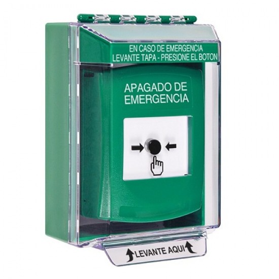 GLR181PO-ES STI Green Indoor/Outdoor Low Profile Surface Mount w/ Sound Key-to-Reset Push Button w/ EMERGENCY POWER OFF Spanish