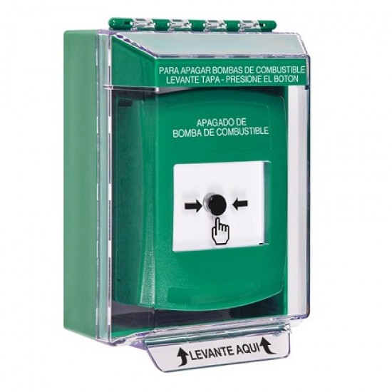 GLR181PS-ES STI Green Indoor/Outdoor Low Profile Surface Mount w/ Sound Key-to-Reset Push Button w/ FUEL PUMP SHUT-DOWN Spanish