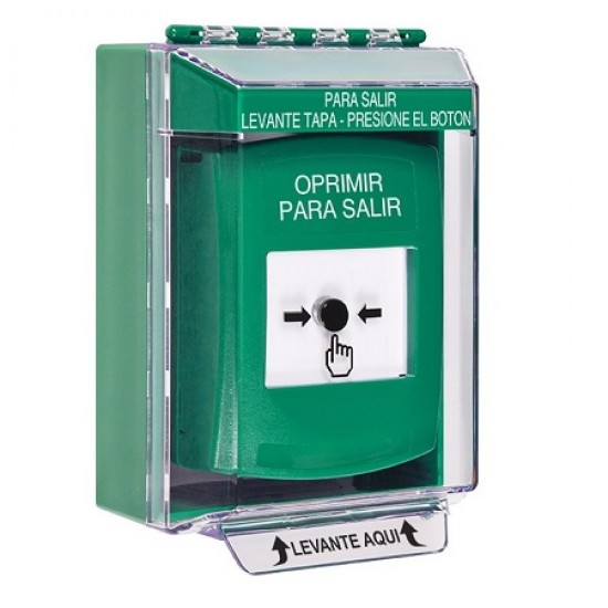 GLR181PX-ES STI Green Indoor/Outdoor Low Profile Surface Mount w/ Sound Key-to-Reset Push Button w/ PUSH TO EXIT Spanish